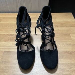 Black strappy high heels